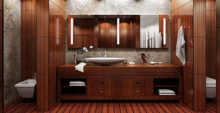 57. Armários de banheiro planejados encanta a decoração do ambiente. Fonte: Westwing