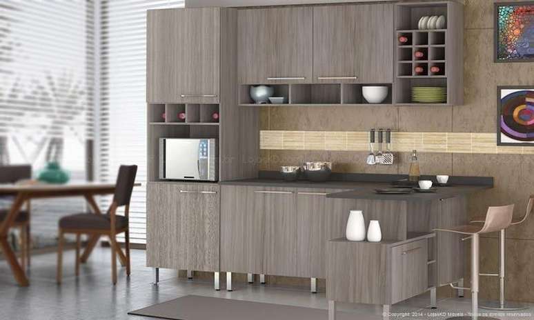 19. Alguns modelos de micro-ondas espelhado podem ser o destaque de toda a cozinha. Foto: LojasKD