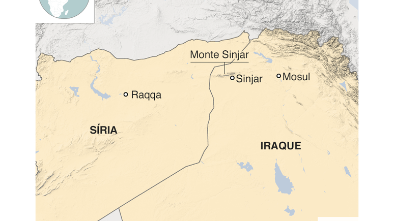 Mapa fronteira Síria e Iraque