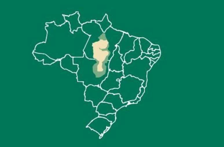 Bacia do Xingu, no Par&aacute; e Mato Grosso (trecho em amarelo corresponde &agrave;s &aacute;reas protegidas)