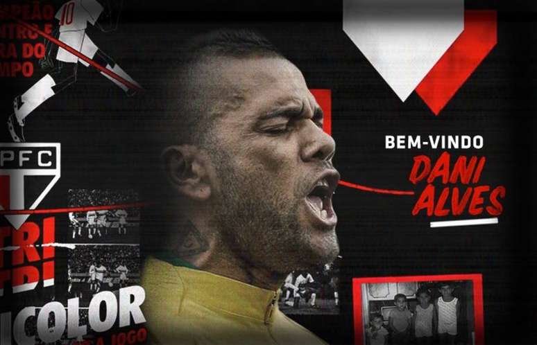 O São Paulo anunciou a contratação do lateral Daniel Alves 