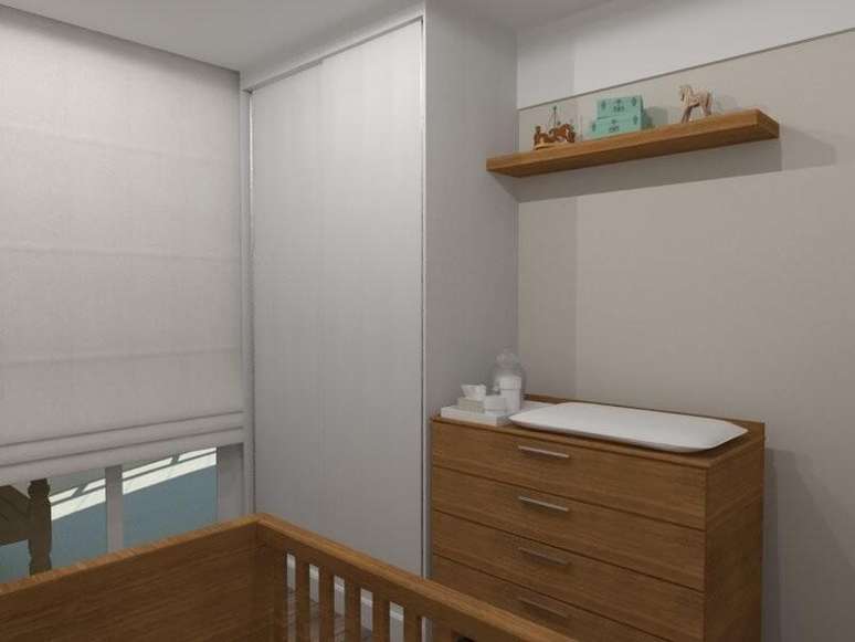 21. Guarda-roupa planejado pequeno em quarto de bebê. Projeto de Essa Arquitetura