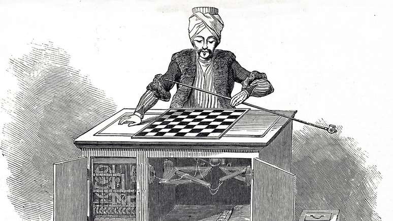 O 'Turco Mec&acirc;nico' zombava dos jogadores, que pensavam estar jogando xadrez contra uma m&aacute;quina