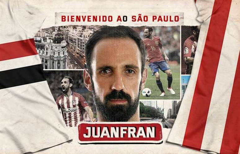 São Paulo anuncia contratação do lateral Juanfran, ex-Atlético de Madrid.