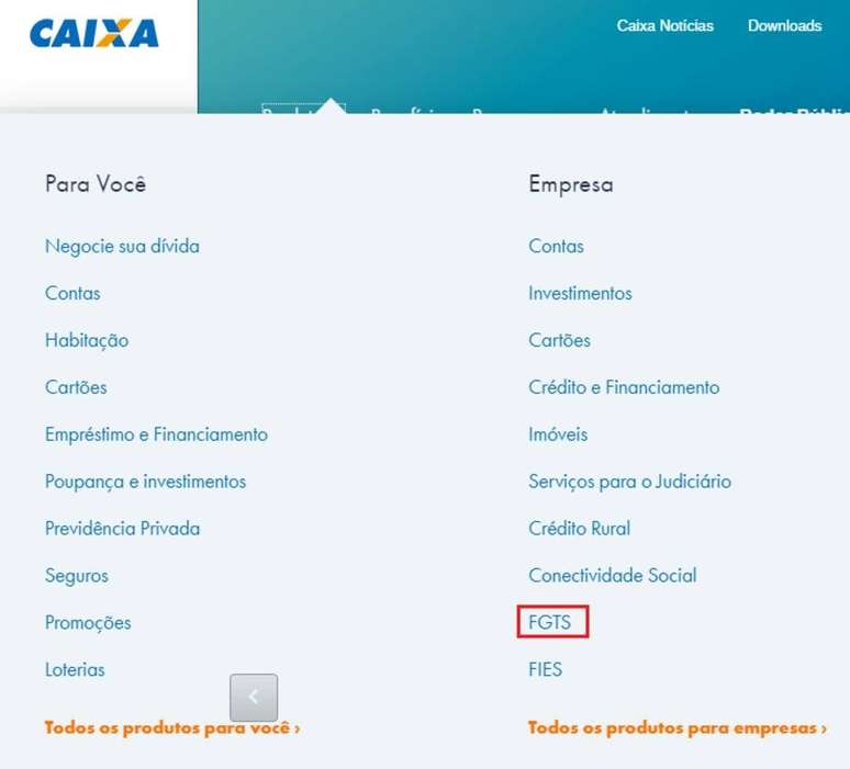 Menu "Empresa"