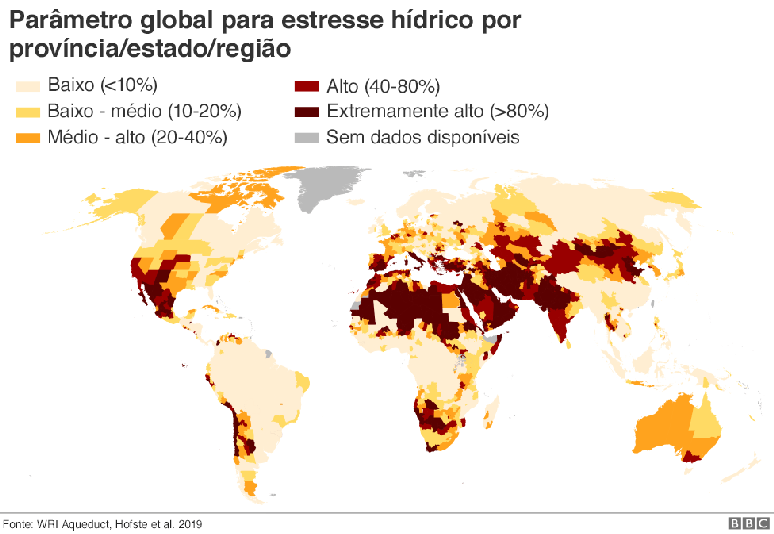 Mapa de parâmetro global para estresse hídrico