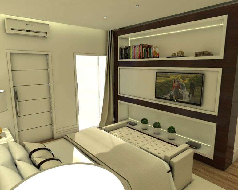 2. O ar condicionado split otimiza muito espa&ccedil;o. Projeto de Caio Pelisson