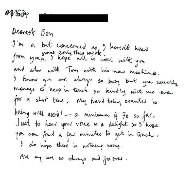 Moore-Martin escreveu carta a Field perguntando onde ele estava