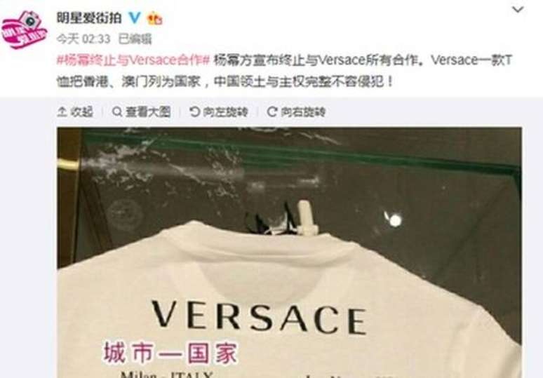 Versace pede desculpas após polêmica com t-shirt na China