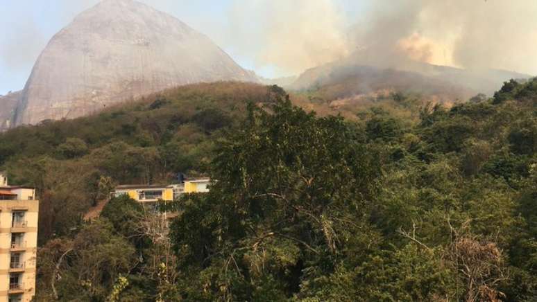 Incêndio atinge área de mata na Reserva Florestal do Grajaú.