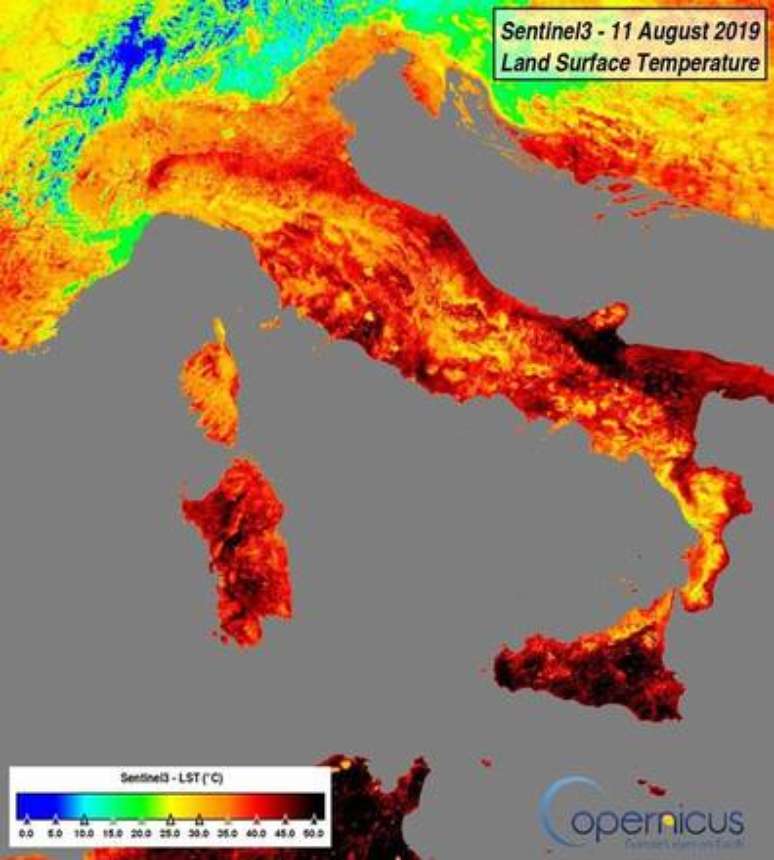 Temperatura no solo de cidades da Itália chega a 50ºC