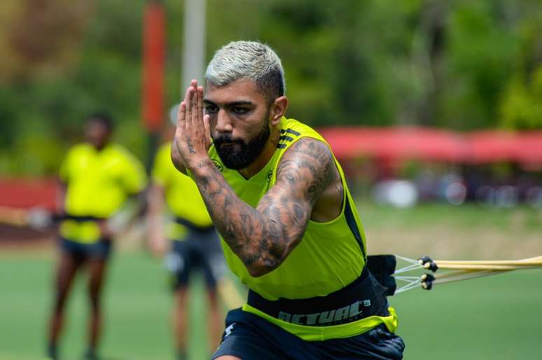 Gabriel Barbosa tem conversado com Mario Balotelli, alvo do Flamengo (Foto: Alexandre Vidal/Flamengo)