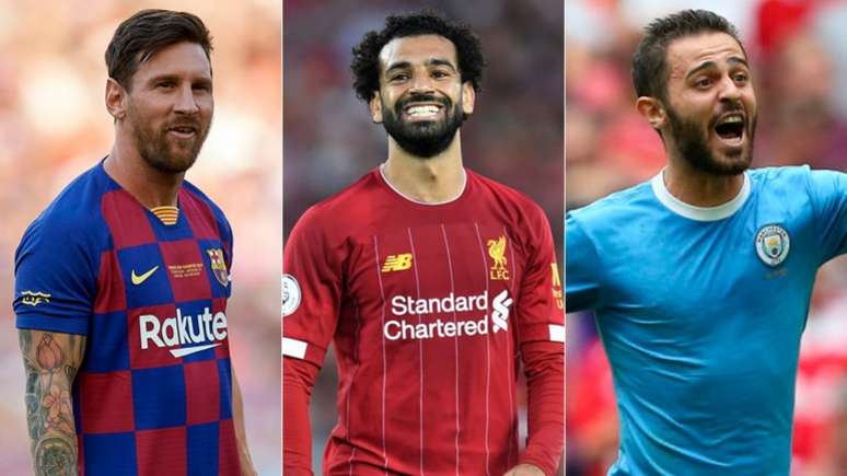 Messi, Salah e Bernardo Silva são alguns dos grandes canhotos jogando atualmente (AFP)