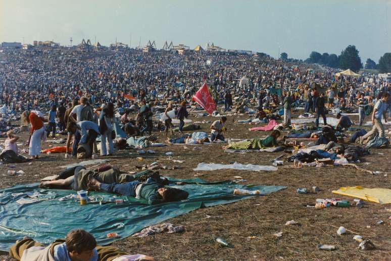 Festival de Woodstock em agosto de 1969, em Bethel, Nova York
John "Jack" NIflot (Presente de Duke Devlin)/The Museum at Bethel Woods/Via REUTERS