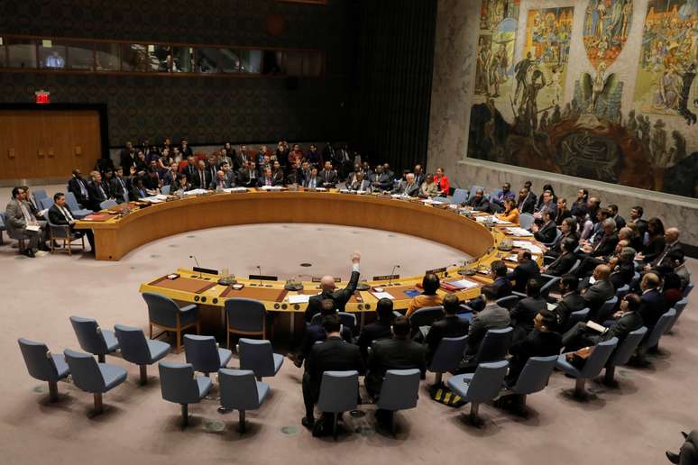 Membros do Conselho de Segurança da Organização das Nações Unidas (ONU) reunidos na sede da ONU em Nova York
28/02/2019
REUTERS/Lucas Jackson 