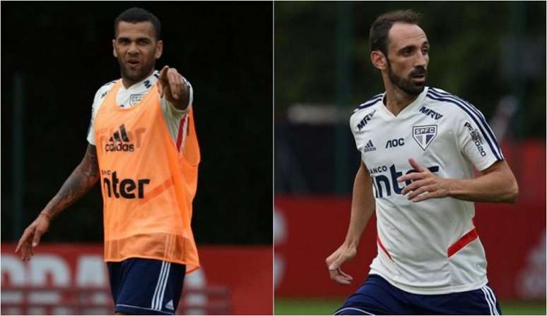 Daniel Alves e Juanfran devem estrear neste domingo, contra o Ceará (Foto: Montagem/Rubens Chiri/saopaulofc.net)