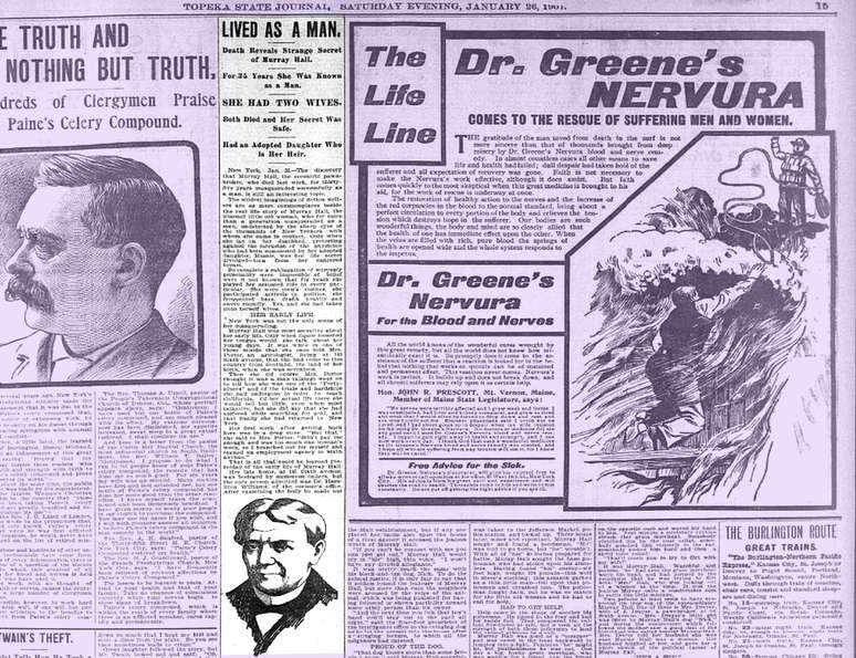 O jornal The Topeka State Journal também publicou a história de Hall em 26 de janeiro de 1901