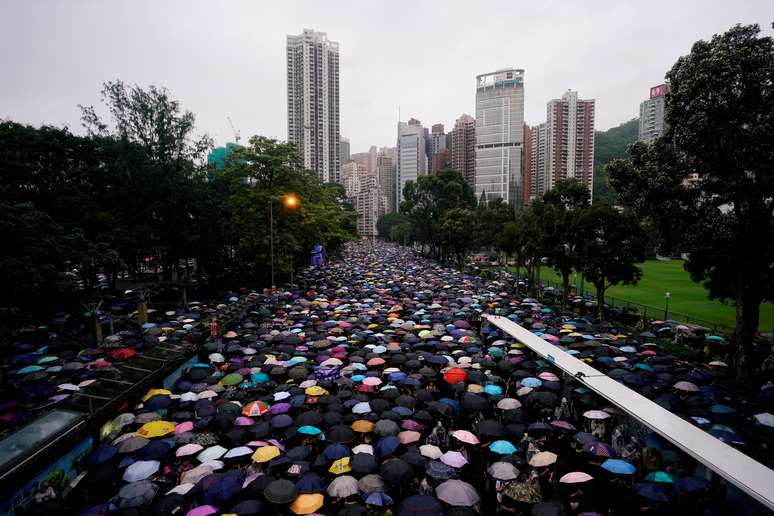 Manifestantes protestam em Hong Kong
18/08/2019 REUTERS/Aly Song 