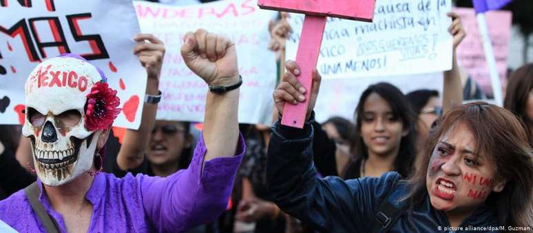 Protesto contra a violência de gênero no México 
