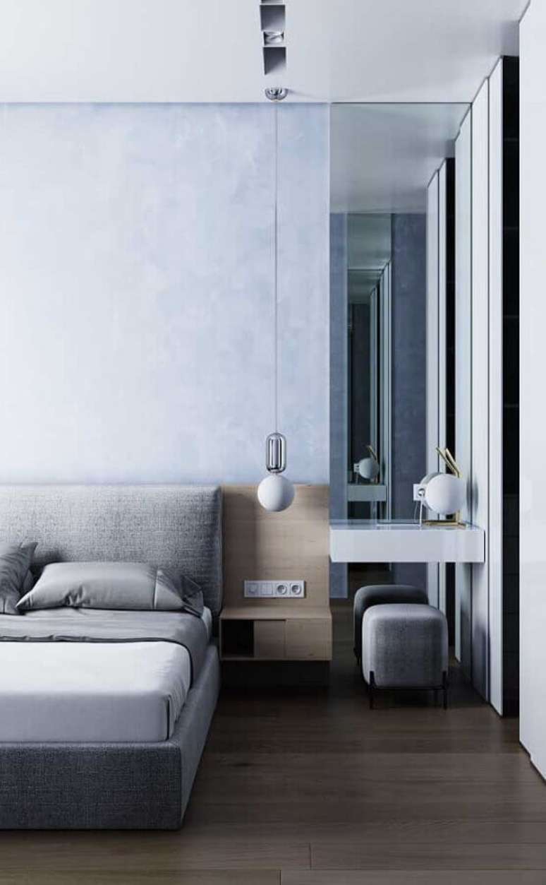 27. Modelo de pendente para quarto de casal cinza e moderno &ndash; Foto: Pinterest