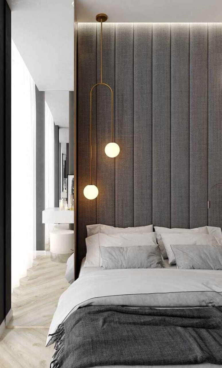 43. Escolha modelos de luminária pendente para quarto que acrescentem à sua decoração – Foto: Wood Save