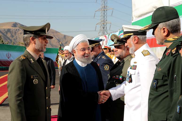 Presidente do Irã, Hassan Rouhani, durante cerimônia de anúncio de sistema antimísseis
22/08/2019 Site oficial do presidente do Irã/Divulgação via REUTERS 