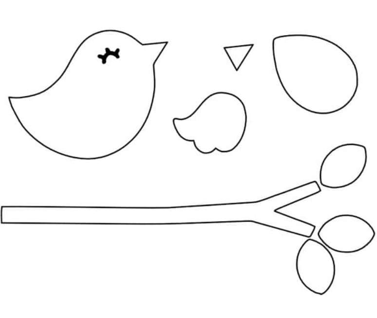 7. Molde de passarinho de feltro para artesanato – Por: Artesanato passo a passo