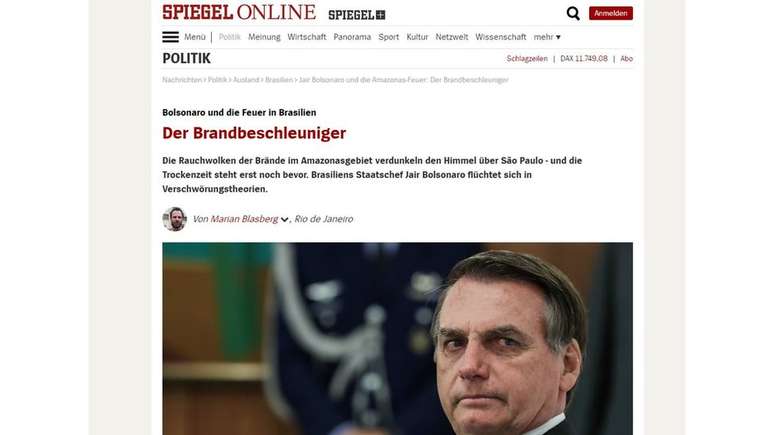 No site da revista alemã Der Spiegel, Bolsonaro foi descrito como um 'inflamador'