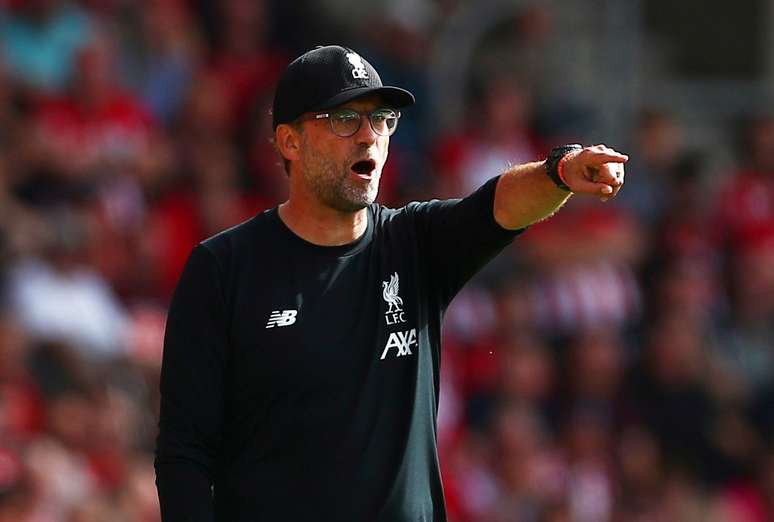 Técnico do Liverpool, Juergen Klopp, durante partida contra o Southampton pelo Campeonato Inglês
17/08/2019 REUTERS/Hannah McKay 