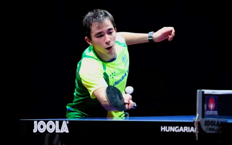 Hugo Calderano está nas quartas de final em Olomuc, na República Tcheca (Foto: ITTF)