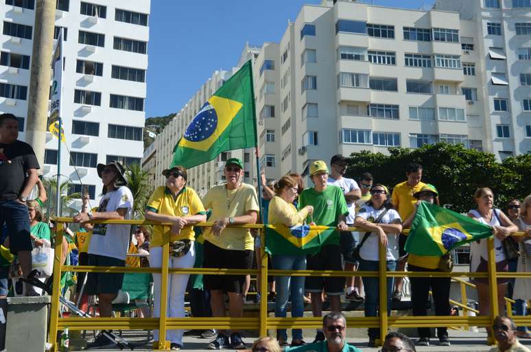 Manifestação em apoio a Sérgio Moro, no dia 30/06/2019, na Praia de Copacabana na zona sul da cidade do Rio de Janeiro