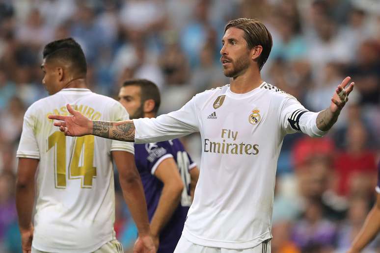 Sérgio Ramos reage no jogo entre Real Madrid e Valladolid