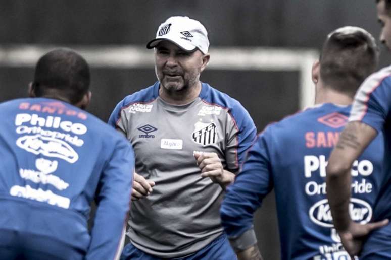 Jorge Sampaoli, em treino pelo Santos, na última sexta-feira (Ivan Storti/Santos)