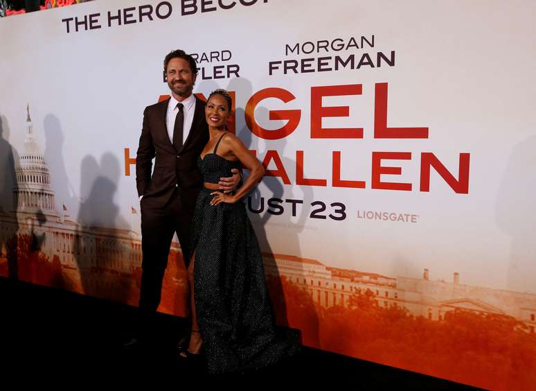 Gerard Butler e Jada Pinkett Smith na estreia do filme "Invasão ao Serviço Secreto" (“Angel Has Fallen”) em Los Angeles, Califórnia, EUA, 20/08/2019. REUTERS/Mario Anzuoni