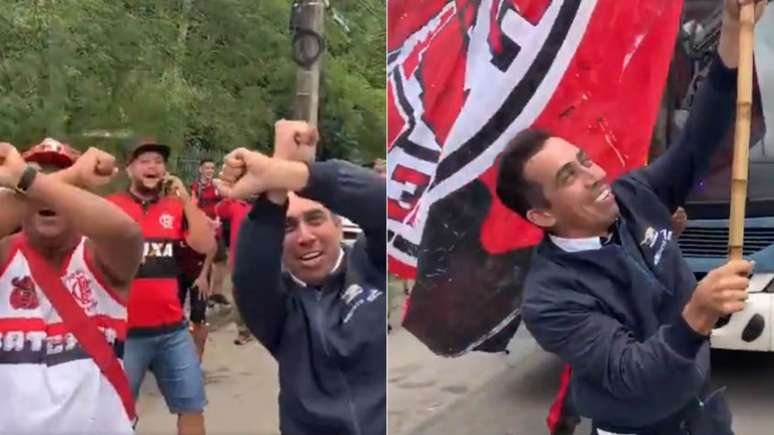 Motorista festejou com a torcida do Flamengo, neste sábado (Reprodução)