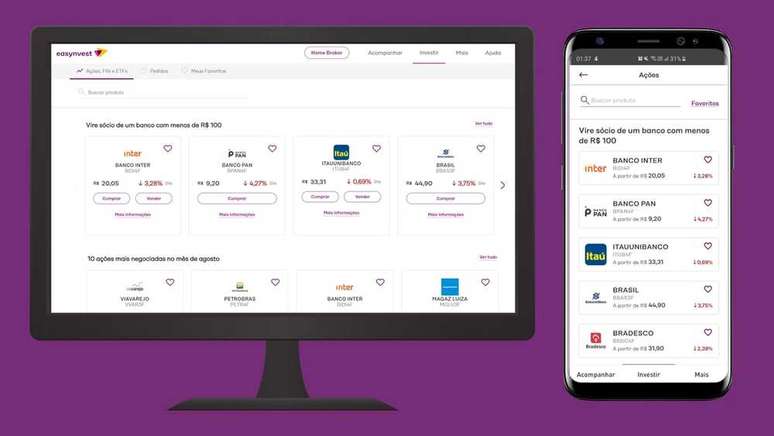 Nova plataforma da Easynvest para renda variável.
