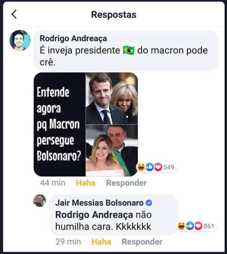 Reprodução de página da rede social