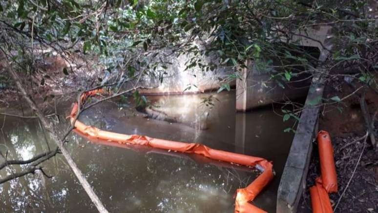 Refinaria Abreu e Lima instalou barreiras de contenção de óleo no mangue