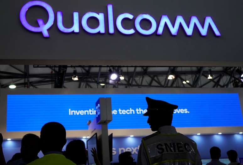 Logotipo da Qualcomm aparece durante feira Mobile World Congress, em Xangai, China. 28/6/2019. REUTERS/Aly Song 