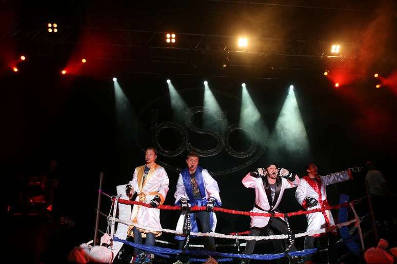 Backstreet Boys em show realizado em mar&ccedil;o de 2009, no Brasil.