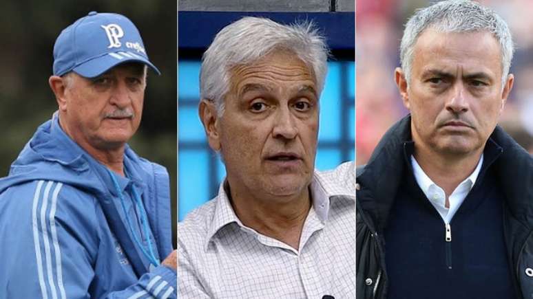 Felipão, Sormani e José Mourinho (Foto: Cesar Greco/Palmeiras; Reprodução/Fox Sports; AFP)