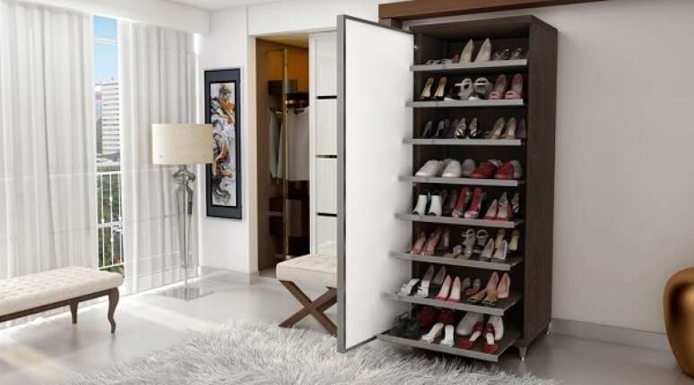 28. Modelo de sapateira com espelho na porta. Fonte: Pinterest