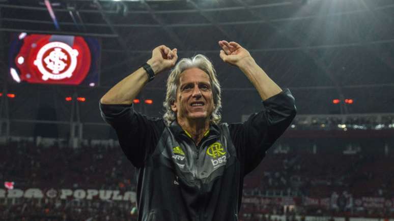 Jorge Jesus comemora a classificação do Flamengo à semida Libertadores (Pablo Nunes/Photo Premium/Lancepress!)