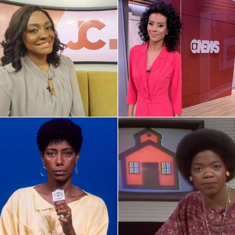 Acima, Joyce Ribeiro e Aline Midlej; abaixo, as precursoras Gloria Maria e Oprah Winfrey: batalha árdua para realizar o sonho de fazer telejornalismo