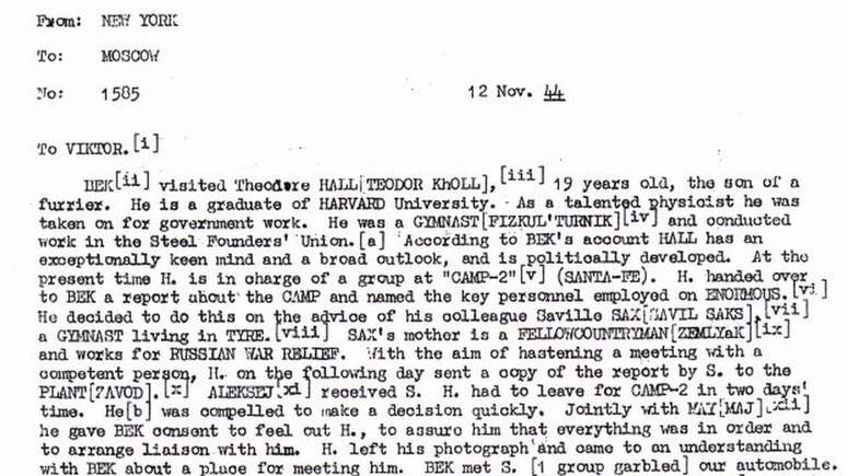 Autoridades americanas descobriram Theodore Hall se encontrou com um contato russo em 1944
