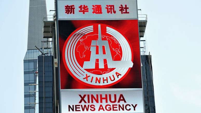 A ag&ecirc;ncia de not&iacute;cias chinesa Xinhua colocou um an&uacute;ncio na ic&ocirc;nica Times Square, em Nova York