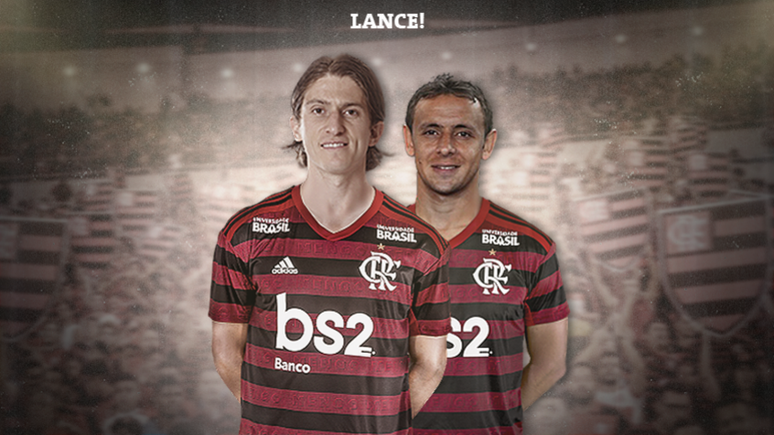 Filipe Luís e Rafinha foram contratados pelo Flamengo nesta temporada (Arte: Marina Cardoso/Lance!)