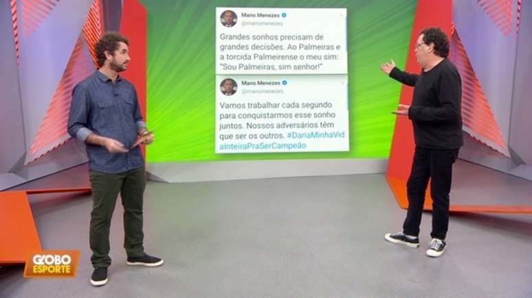 Casagrande analisou troca no comando do Verdão (Reprodução/ Globo Esporte)