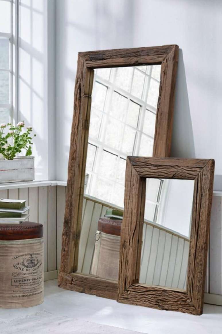 31. Moldura para espelho em MDF para decoração rústica. Fonte: Pinterest