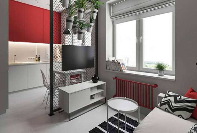 40. Decoração moderna com rack pequeno para sala pequena – Foto: Pinterest